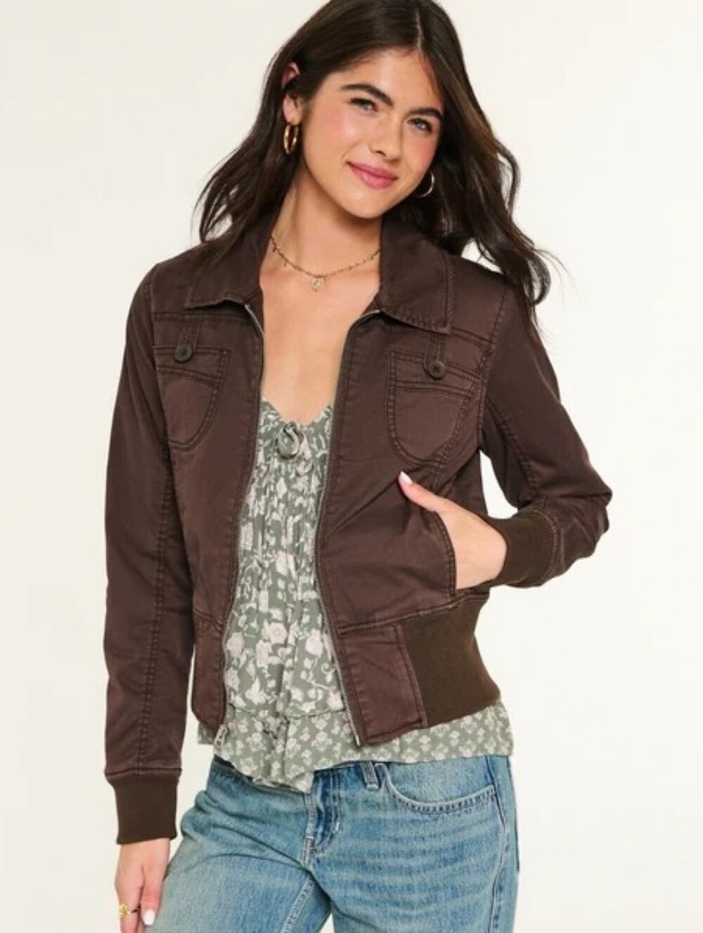 Hollister Twill Zip Up Jacket NWOT SIZE XL - Picture 2 of 6
